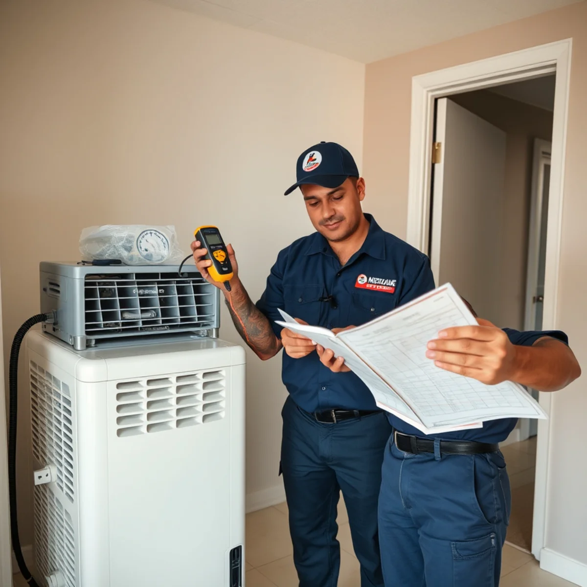 Technician recording moisture readings during structural drying in Miami