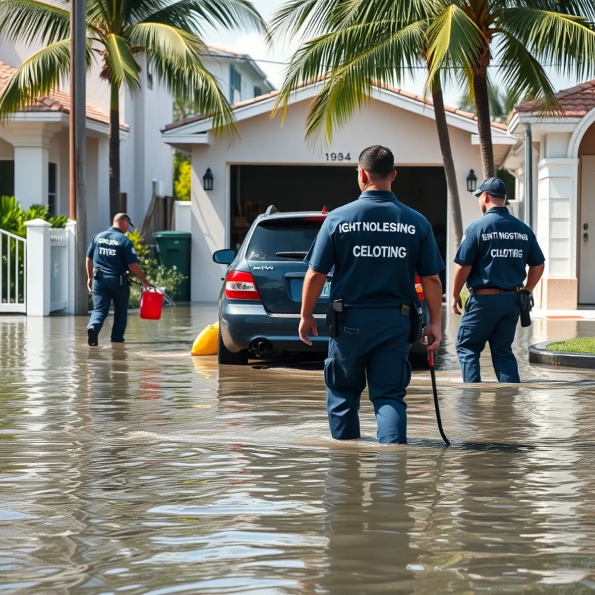 King tide floodwater approaching a low-lying Miami coastal property