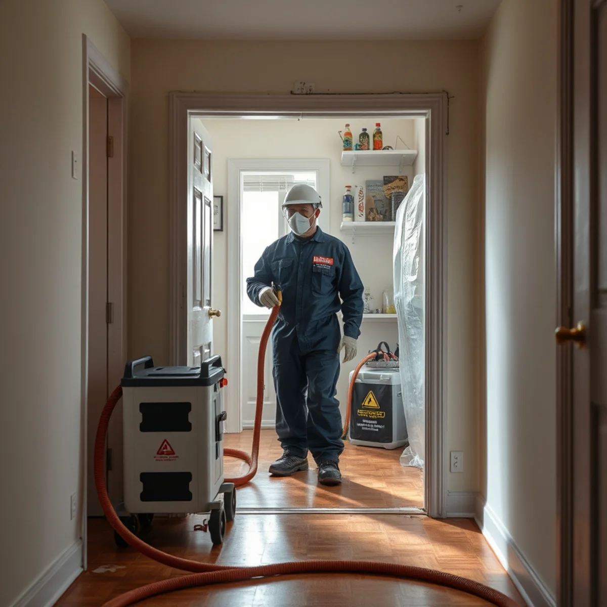 Mold remediation containment and HEPA filtration in a Miami property