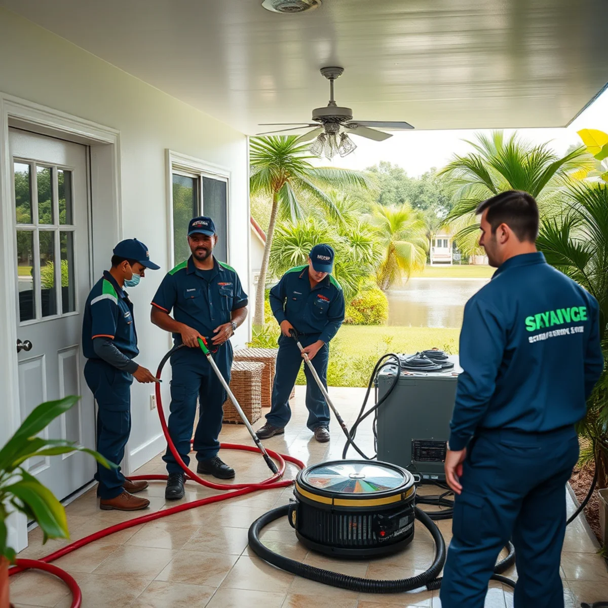 Flood restoration team drying a Cutler Bay home