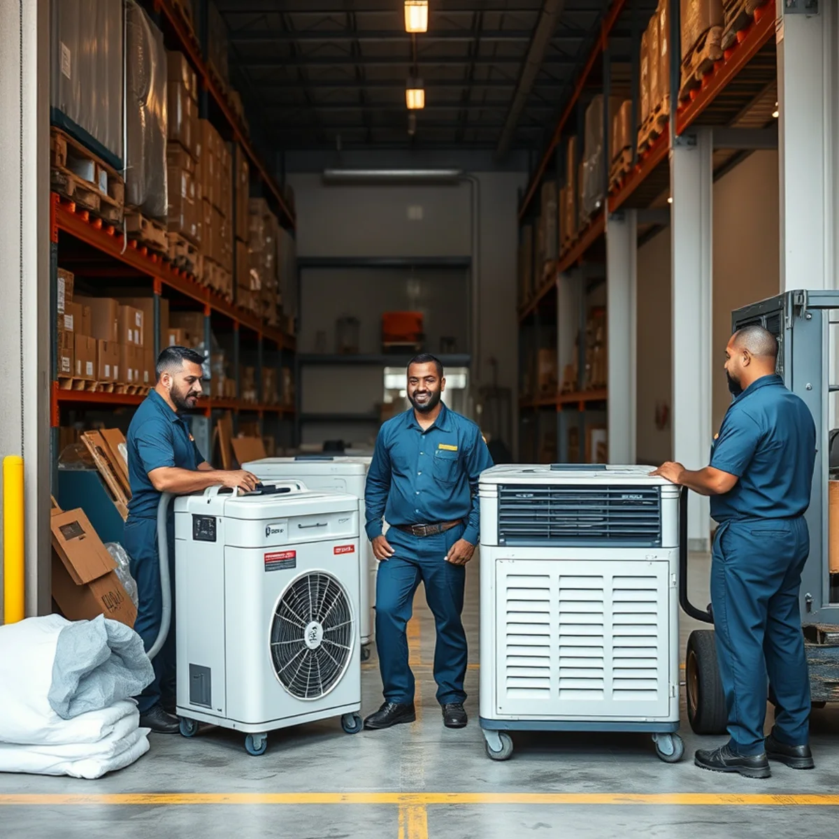 Doral water damage restoration crew working inside a warehouses near CityPlace Doral