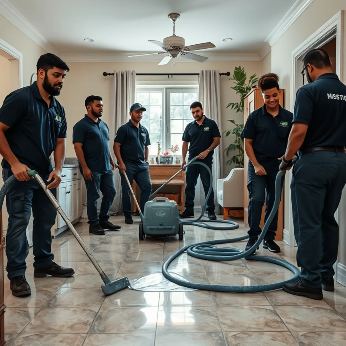 Restoration crew extracting water from a Hialeah home