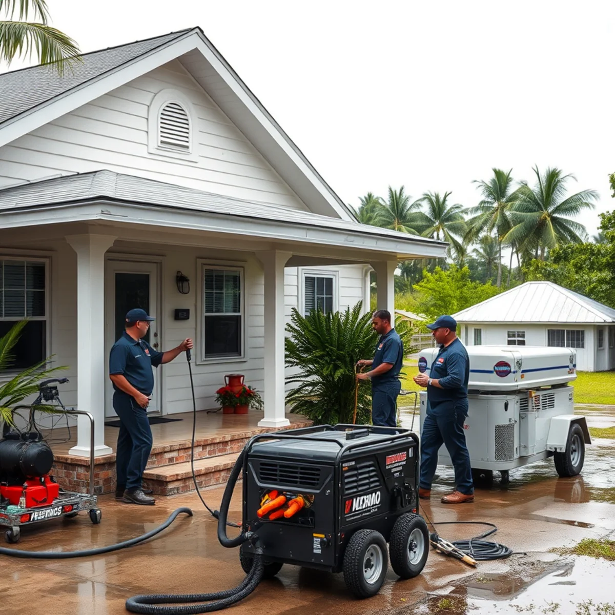 Storm water cleanup crew restoring a Homestead home