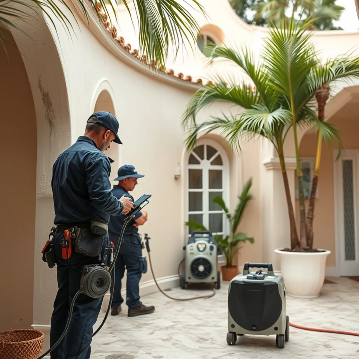 Water damage inspection in a historic Miami Springs home