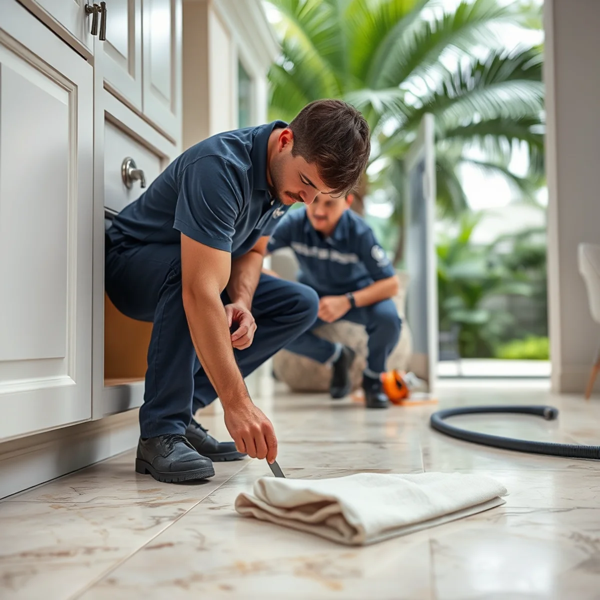 Palmetto Bay water damage restoration crew working inside a single-family homes near Coral Reef Park