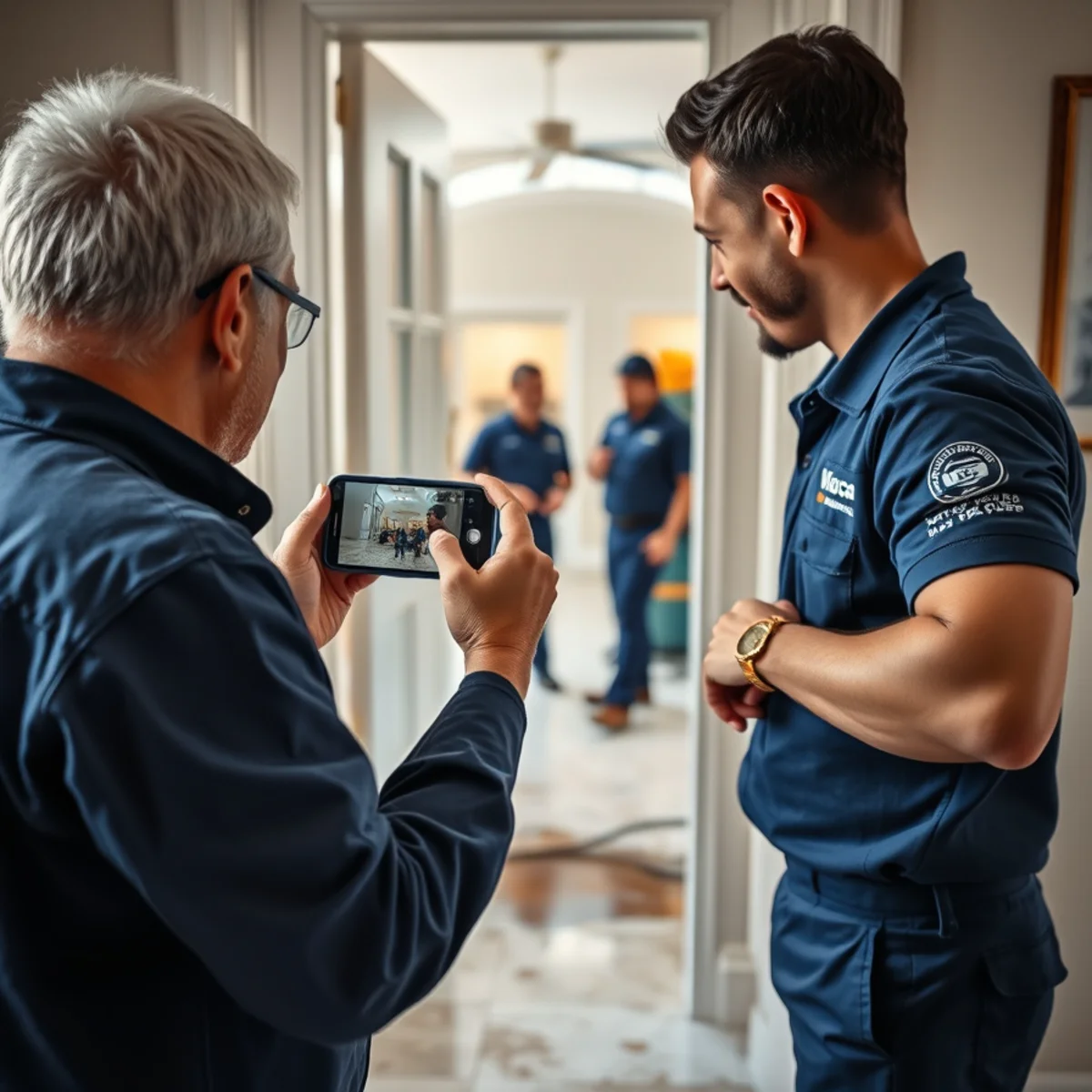 Miami homeowner documenting water damage safely before restoration begins